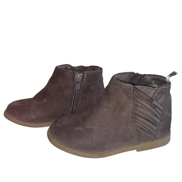 Old Navy Toddler Girls Size 7 Brown Ankle Boots With Fringe on Sides - Picture 1 of 5
